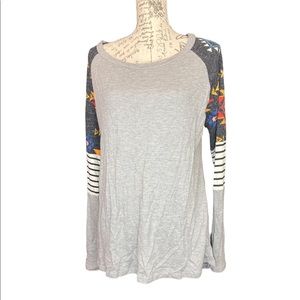 4 for $35 Flower/stripe Printed long sleeve top